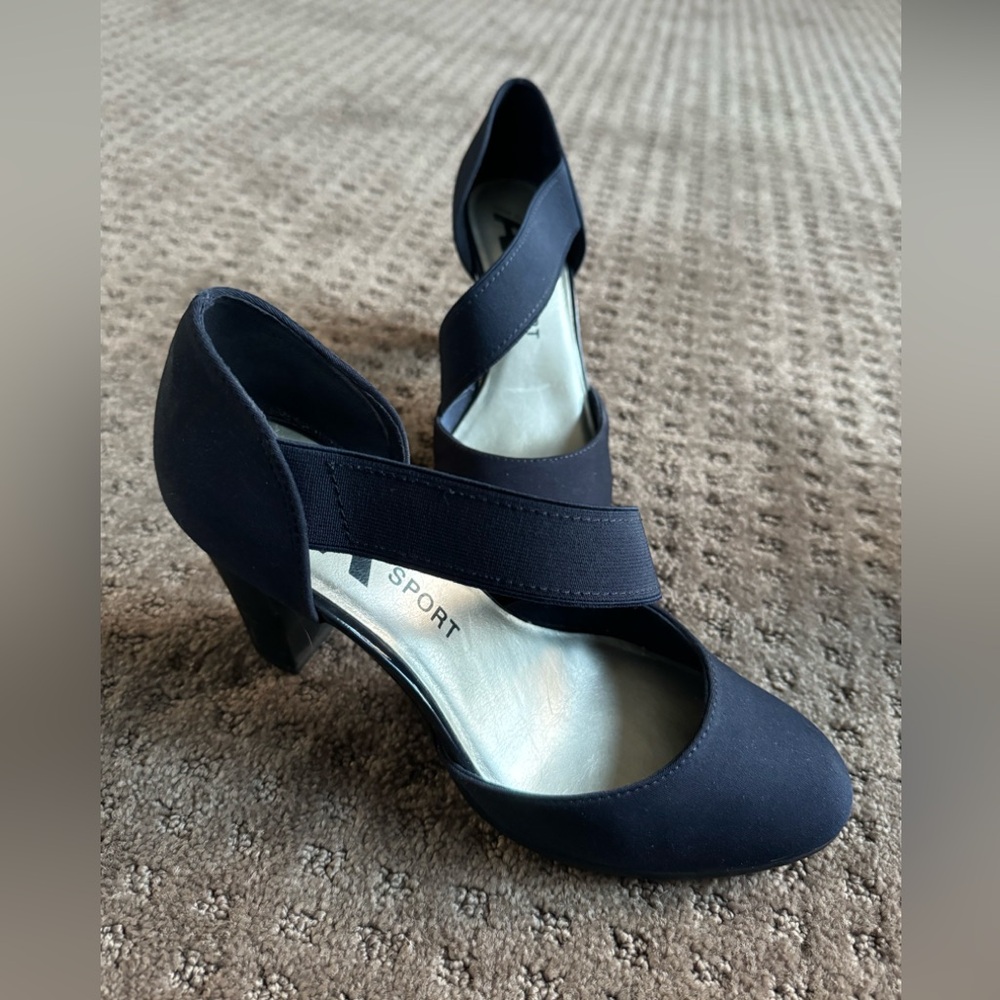 Anne Klein Blue Chunky Heel Pumps